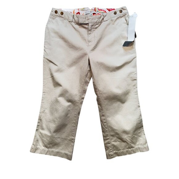 NWT Tommy Hilfiger Womens Cropped Chino Pants Size 10P Beige Casual Summer - Picture 1 of 16
